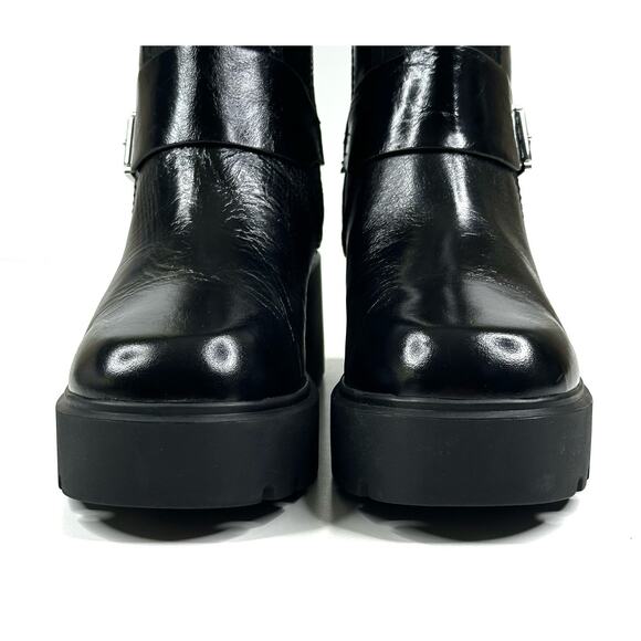 Michael Kors Perry Crinkled Patent Leather Moto Boot Women's 7M Buckled New - Picture 4 of 14